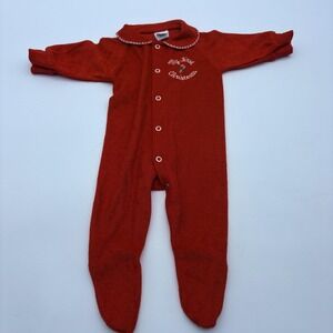 Alexis Coverall Girls 0-3 Months Red Terry Footed My First Christmas One Piece